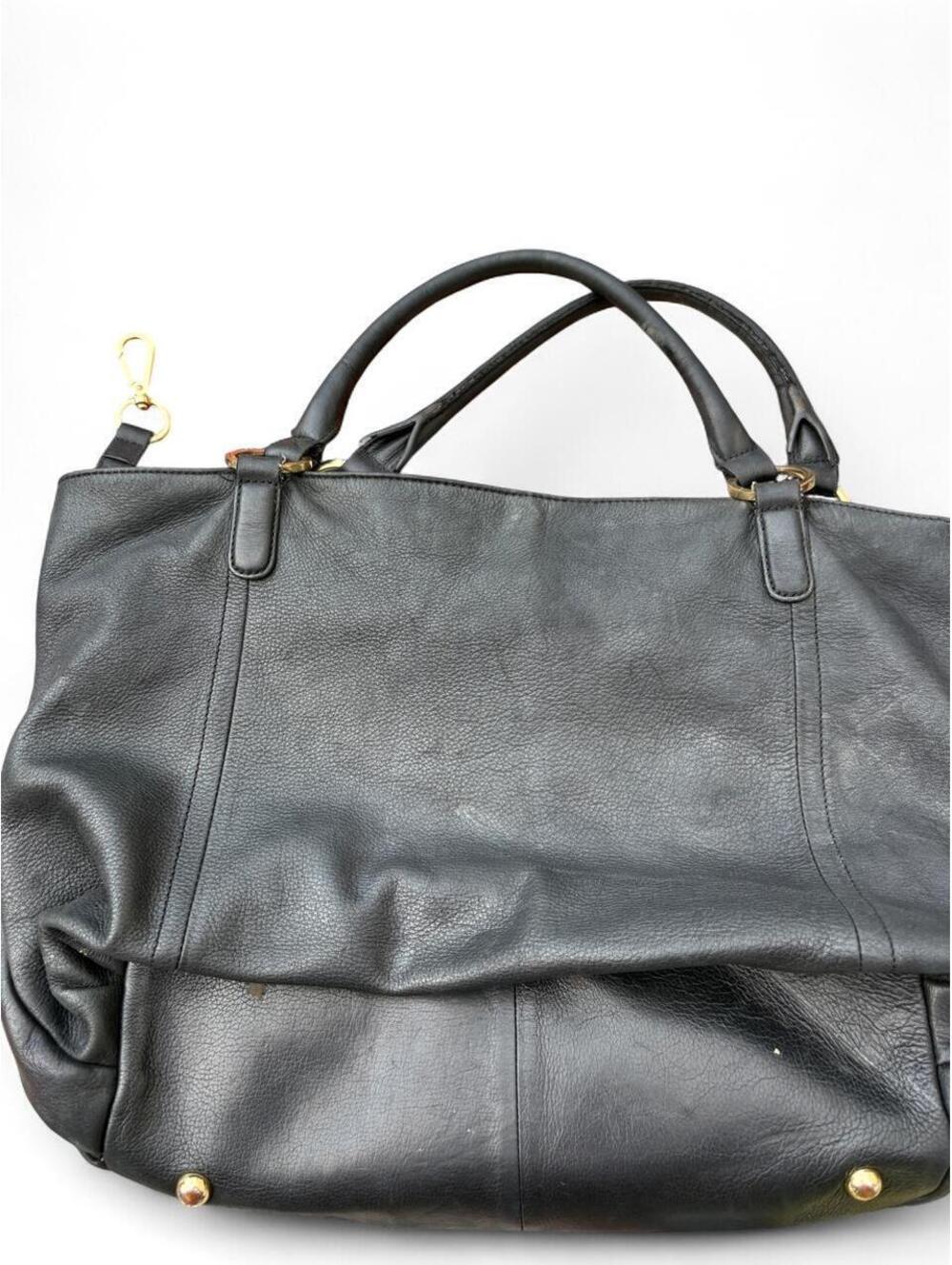 Black Pebbled leather large slouchy leather satchel purse